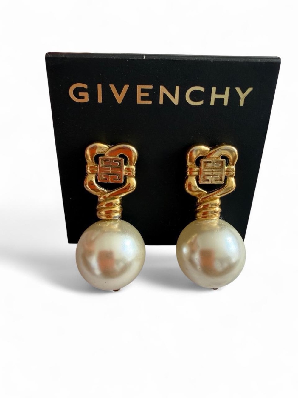 Vintage Givenchy faux pearl gold tone earrings
